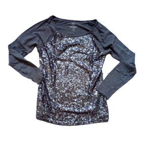 OLD NAVY Gray and Silver Sequined Shirt Size Small